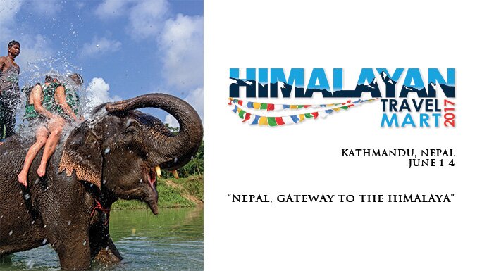 Tourists bathing with an elephant at the Chitwan National Park. 