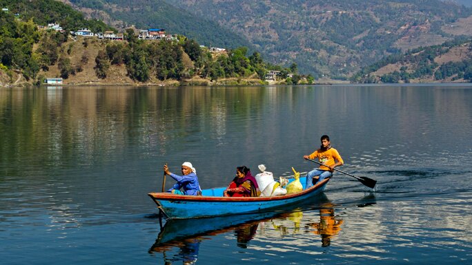 Boating on the Fewa lake in Pokhara